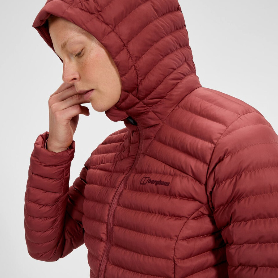donne nula micro sintetico isolato giacca lunga - rosso berghaus
