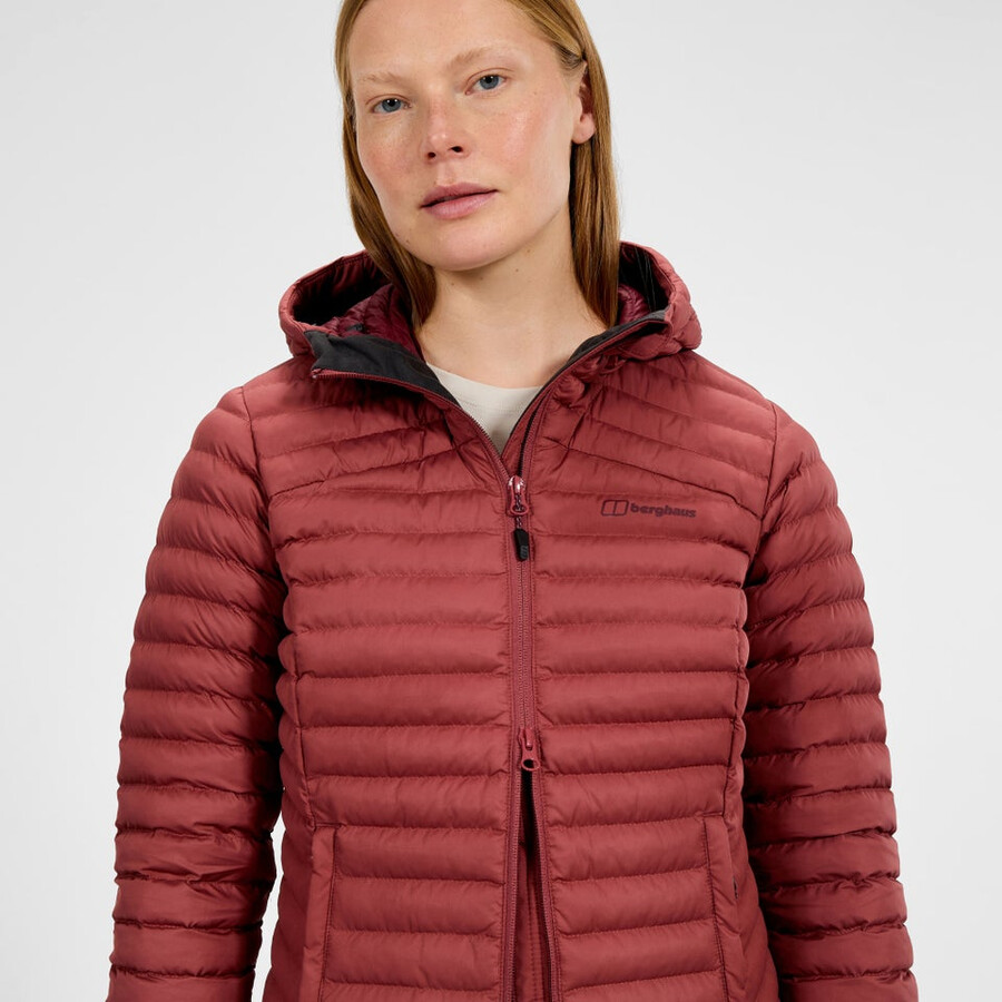 donne nula micro sintetico isolato giacca lunga - rosso berghaus