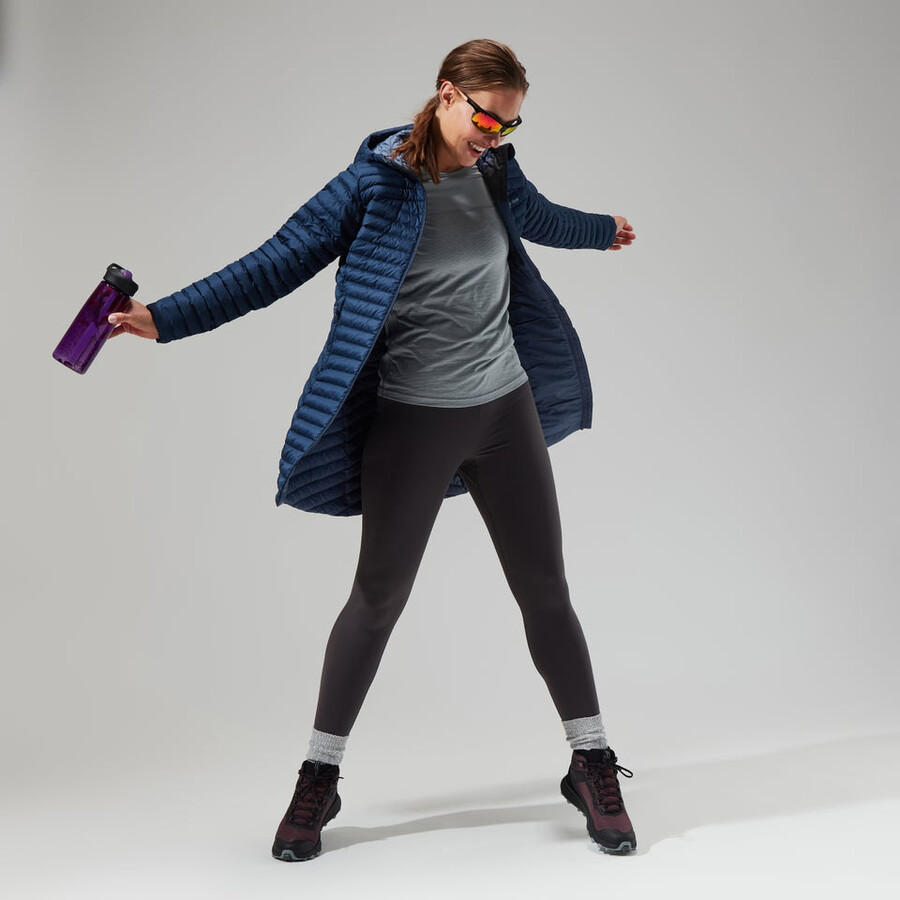 donne nula micro giubbotto lungo blu scuro berghaus