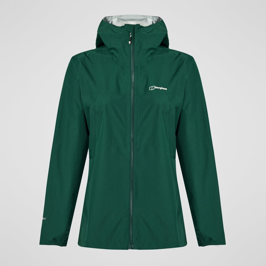 donne diluvio pro 3.0 impermeabile giacca - verde berghaus