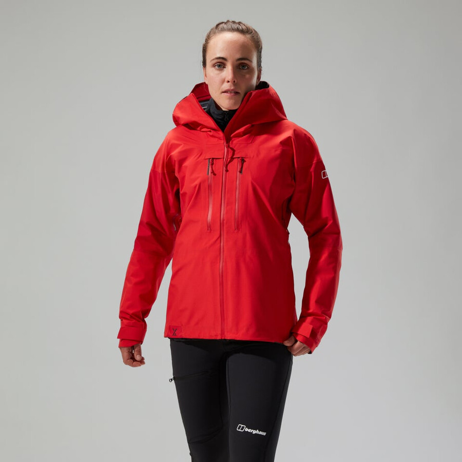 donne mtn guida alpina pro gore-tex giacca - rosso berghaus