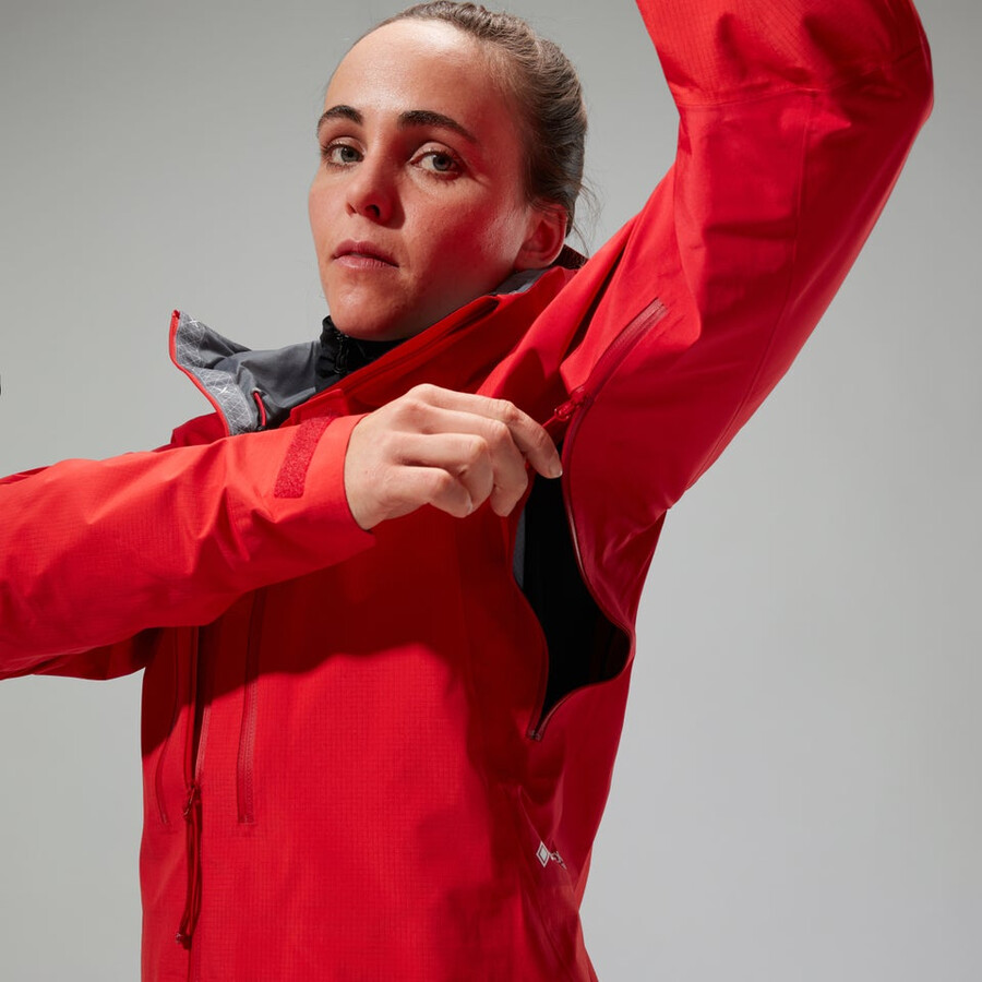 donne mtn guida alpina pro gore-tex giacca - rosso berghaus