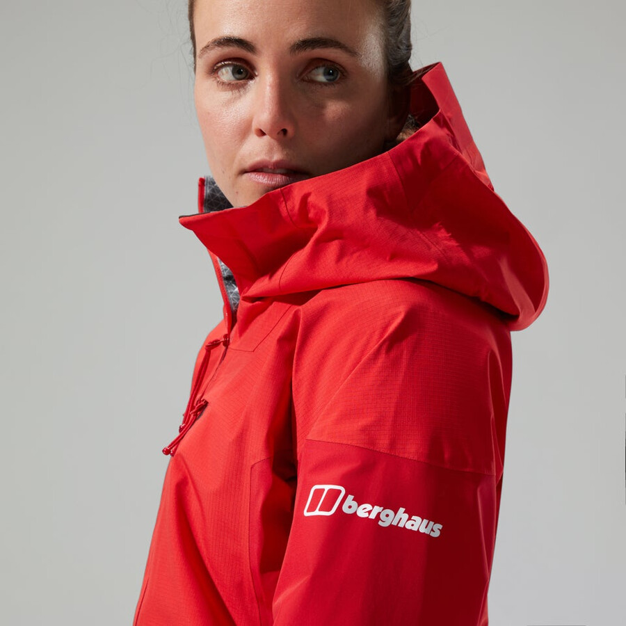 donne mtn guida alpina pro gore-tex giacca - rosso berghaus