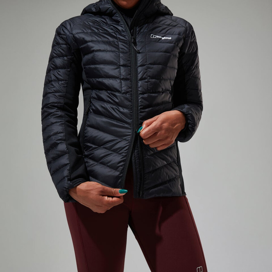donne tephra 2.0 con cappuccio giacca isolante nero berghaus