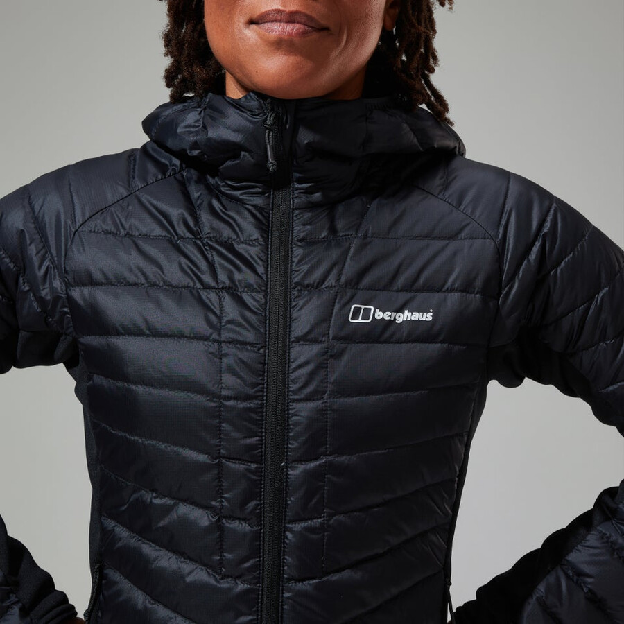 donne tephra 2.0 con cappuccio giacca isolante nero berghaus