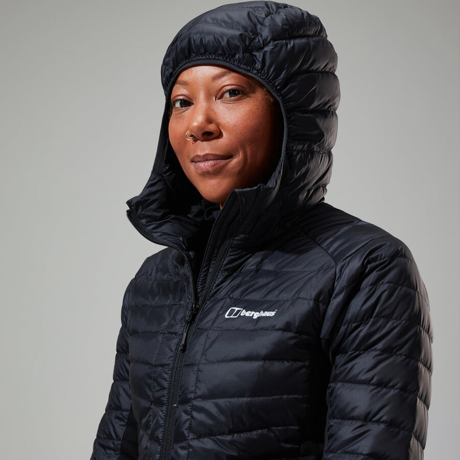 donne tephra 2.0 con cappuccio giacca isolante nero berghaus