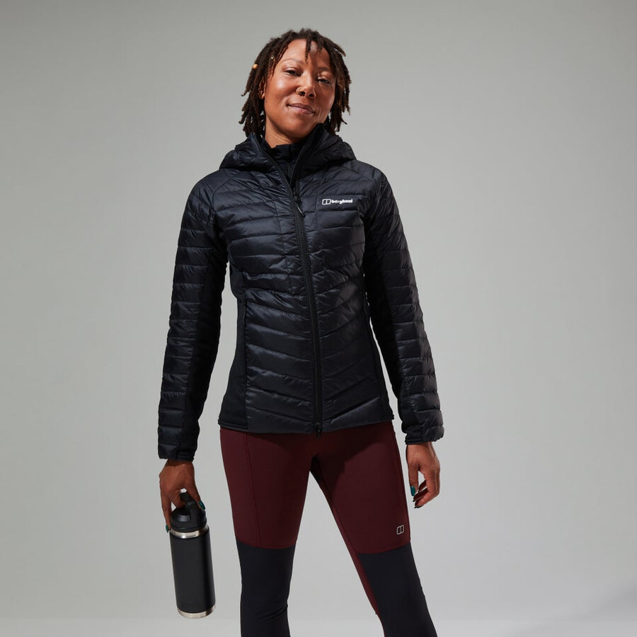 donne tephra 2.0 con cappuccio giacca isolante nero berghaus