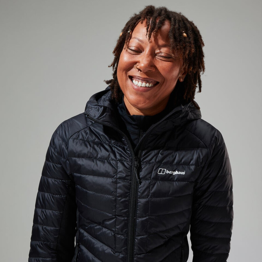 donne tephra 2.0 con cappuccio giacca isolante nero berghaus