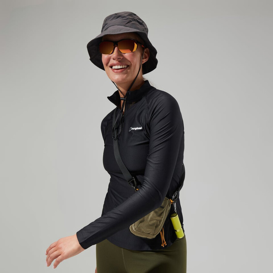 donna 247 tech tee manica lunga mezza zip - nero berghaus