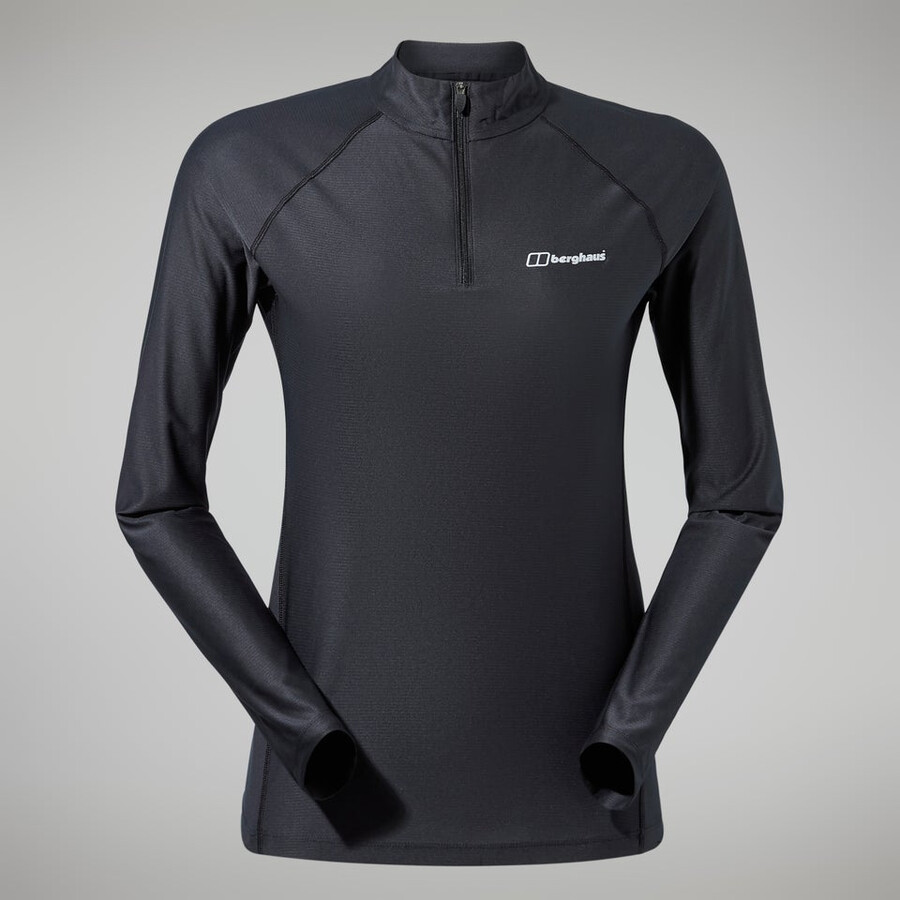 donna 247 tech tee manica lunga mezza zip - nero berghaus