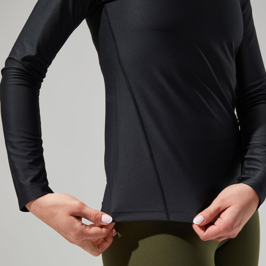 donna 247 tech tee manica lunga mezza zip - nero berghaus