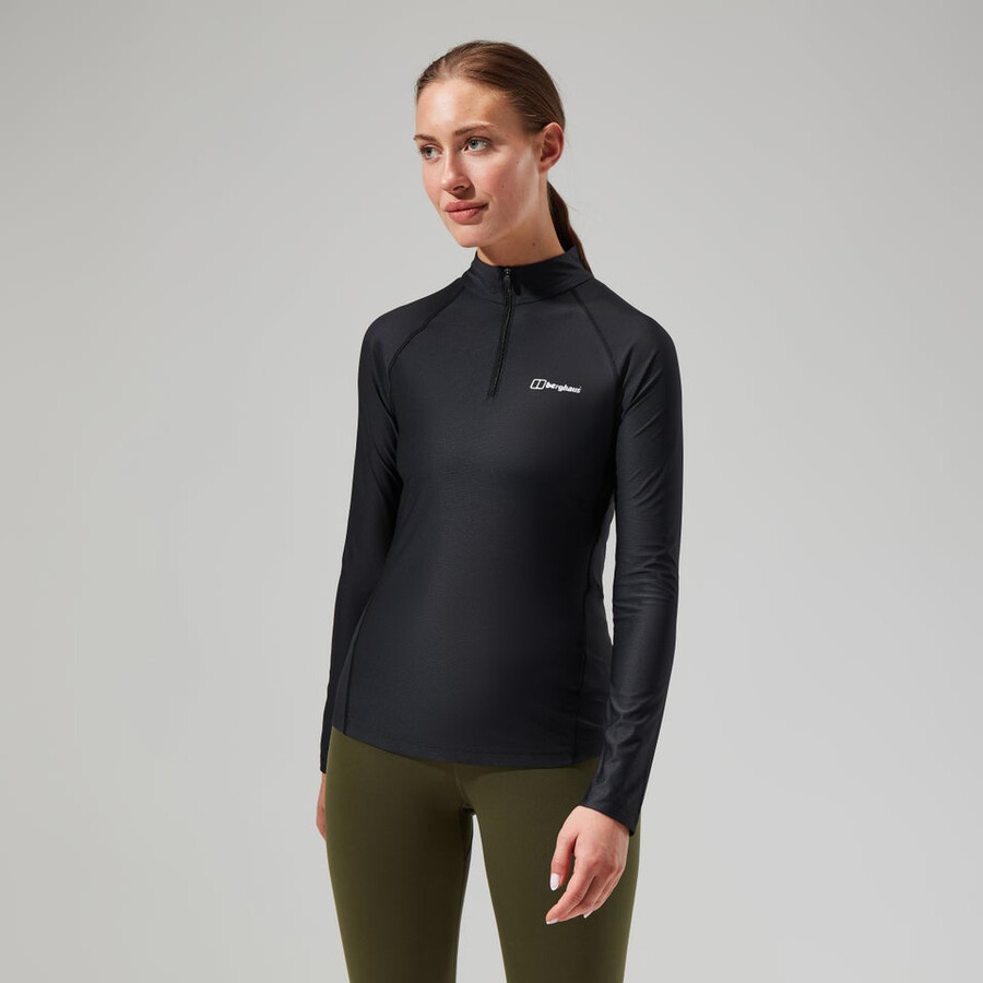 donna 247 tech tee manica lunga mezza zip - nero berghaus