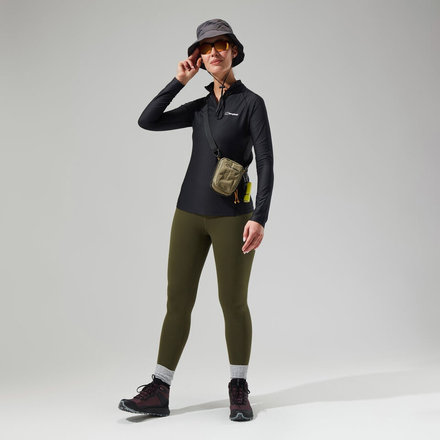 donna 247 tech tee manica lunga mezza zip - nero berghaus