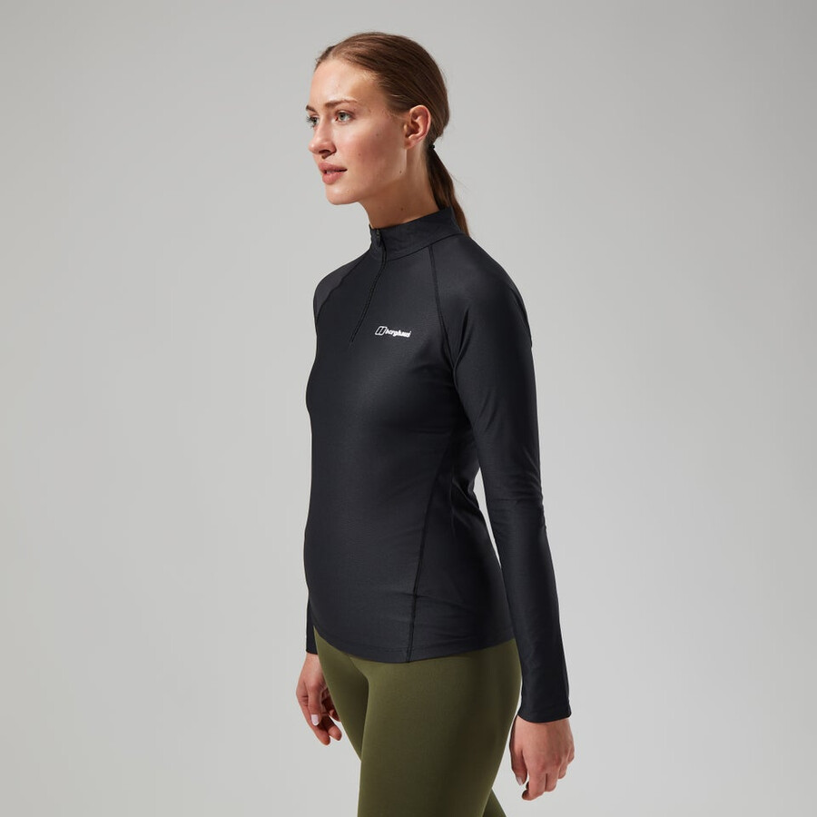 donna 247 tech tee manica lunga mezza zip - nero berghaus
