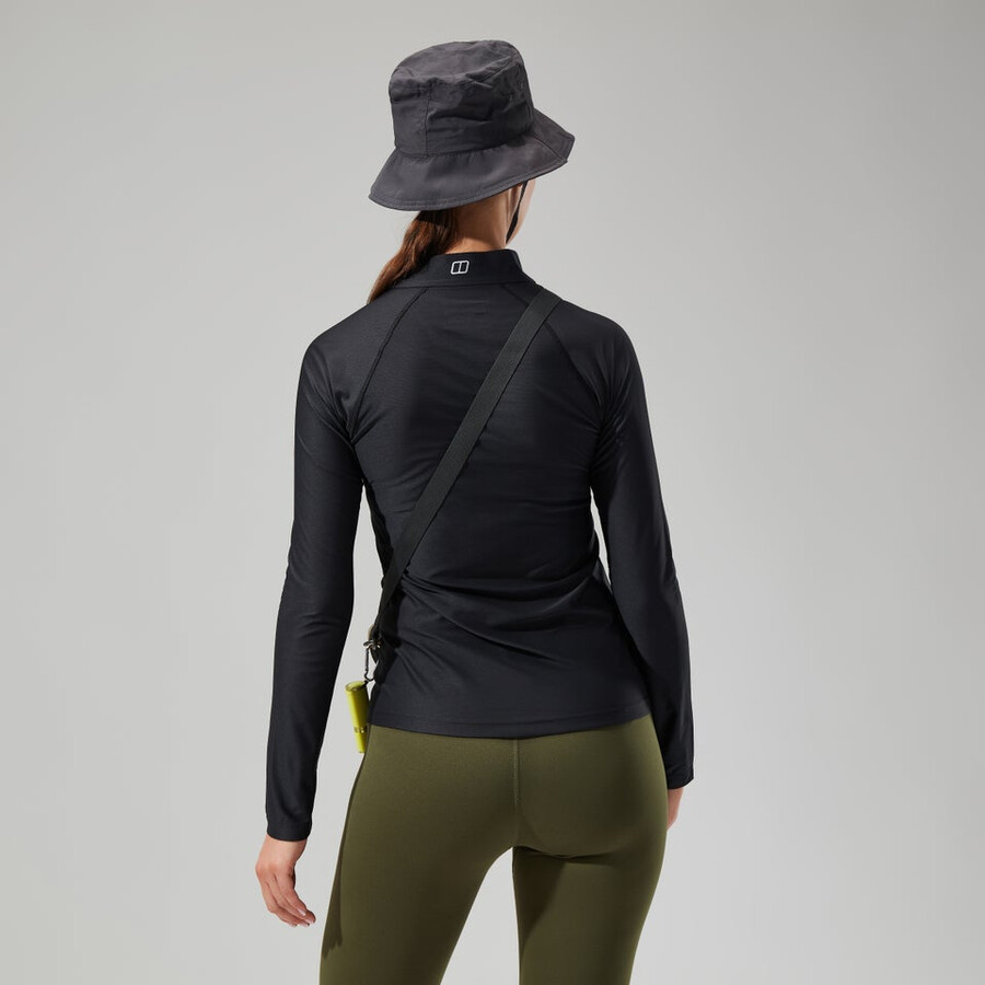 donna 247 tech tee manica lunga mezza zip - nero berghaus