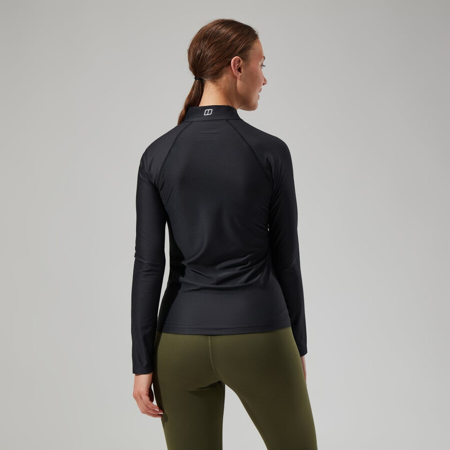 donna 247 tech tee manica lunga mezza zip - nero berghaus