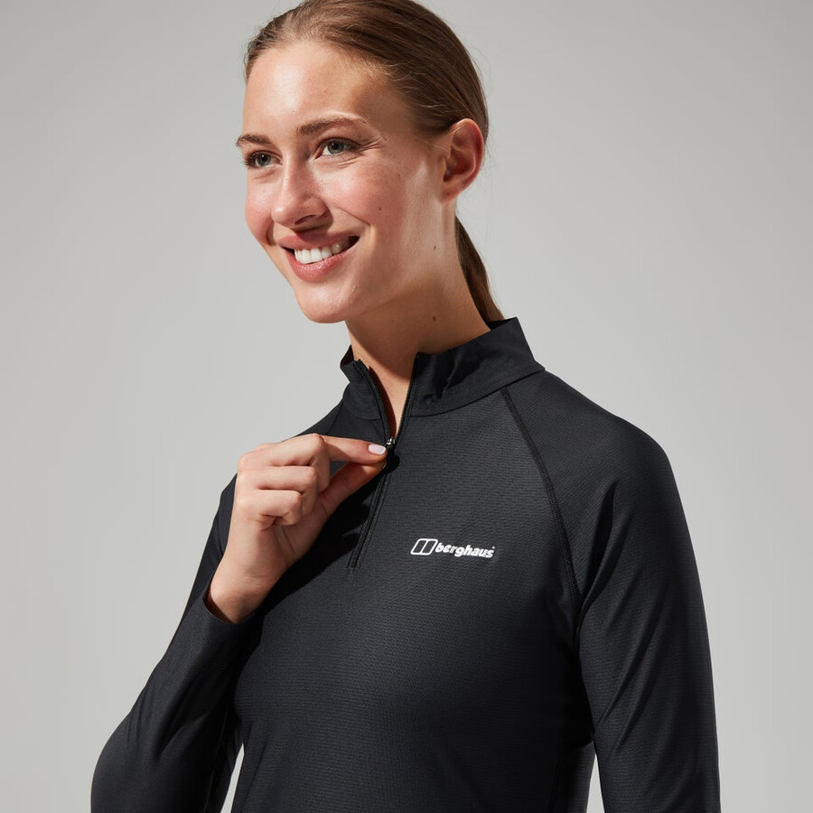 donna 247 tech tee manica lunga mezza zip - nero berghaus