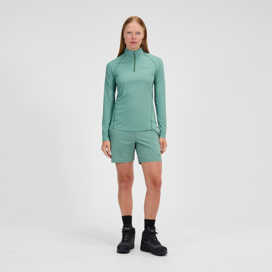 donna 247 mezza zip manica lunga tech tee - verde berghaus