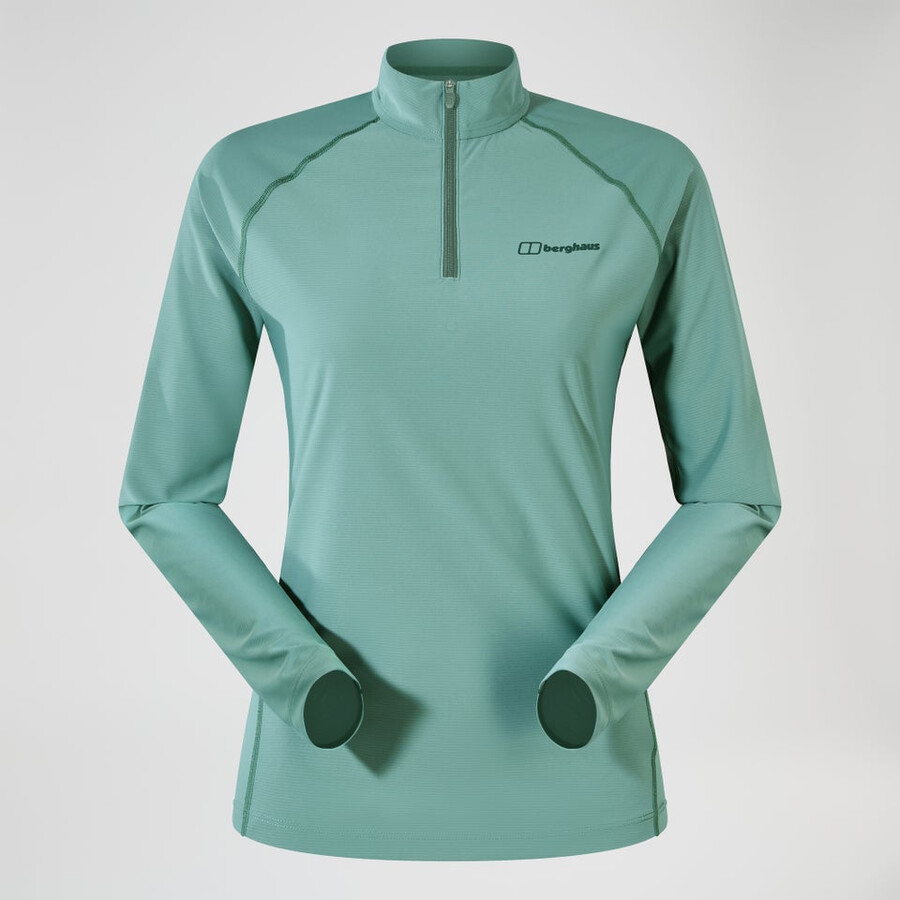 donna 247 mezza zip manica lunga tech tee - verde berghaus