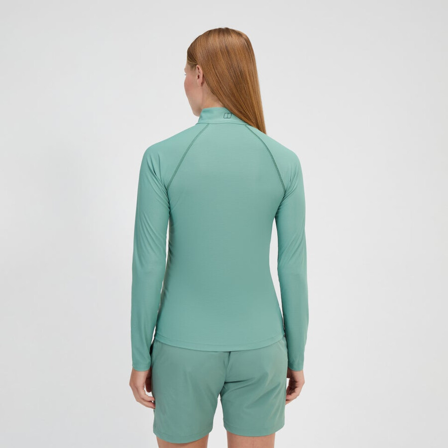 donna 247 mezza zip manica lunga tech tee - verde berghaus