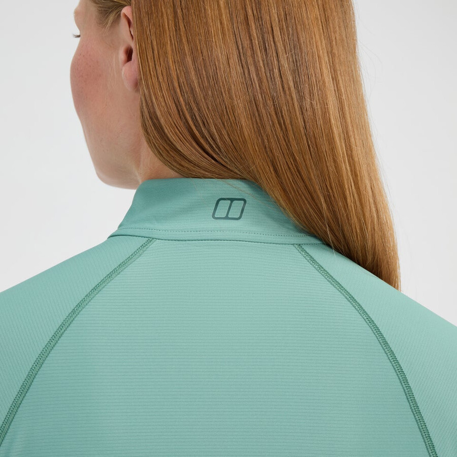donna 247 mezza zip manica lunga tech tee - verde berghaus