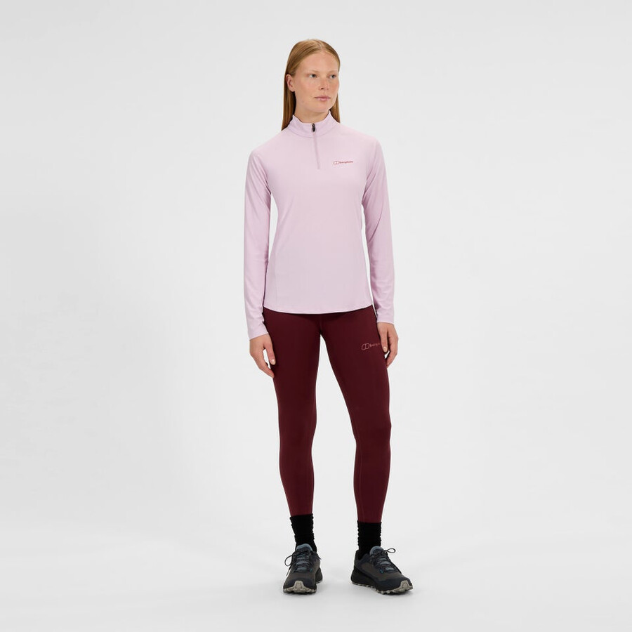 donna 247 mezza zip manica lunga tech tee - rosa berghaus
