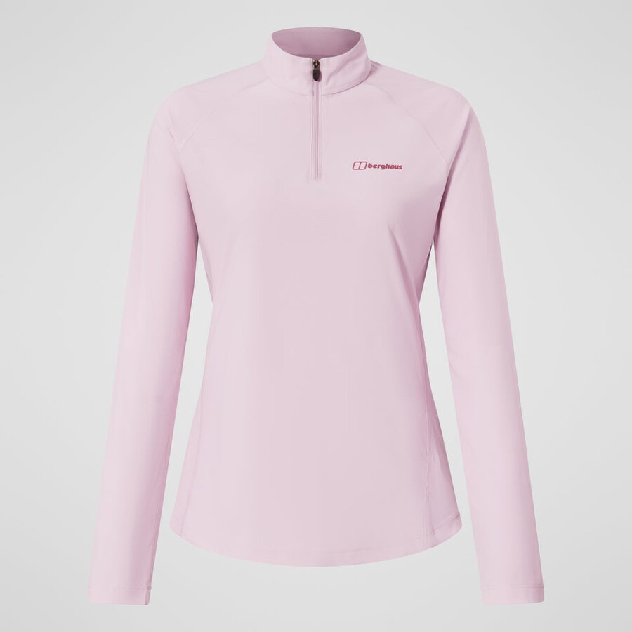 donna 247 mezza zip manica lunga tech tee - rosa berghaus