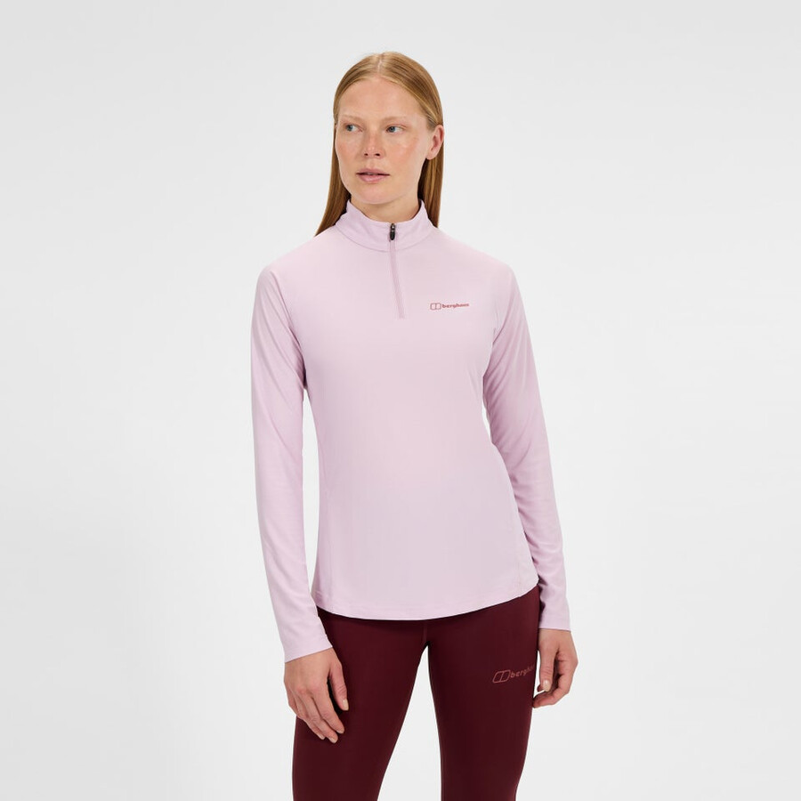 donna 247 mezza zip manica lunga tech tee - rosa berghaus