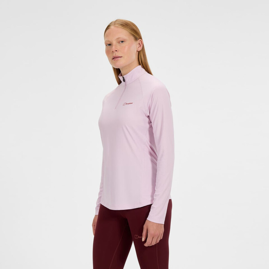 donna 247 mezza zip manica lunga tech tee - rosa berghaus
