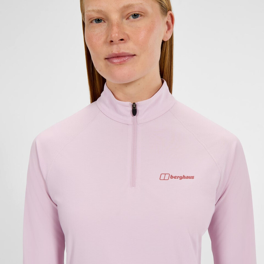 donna 247 mezza zip manica lunga tech tee - rosa berghaus