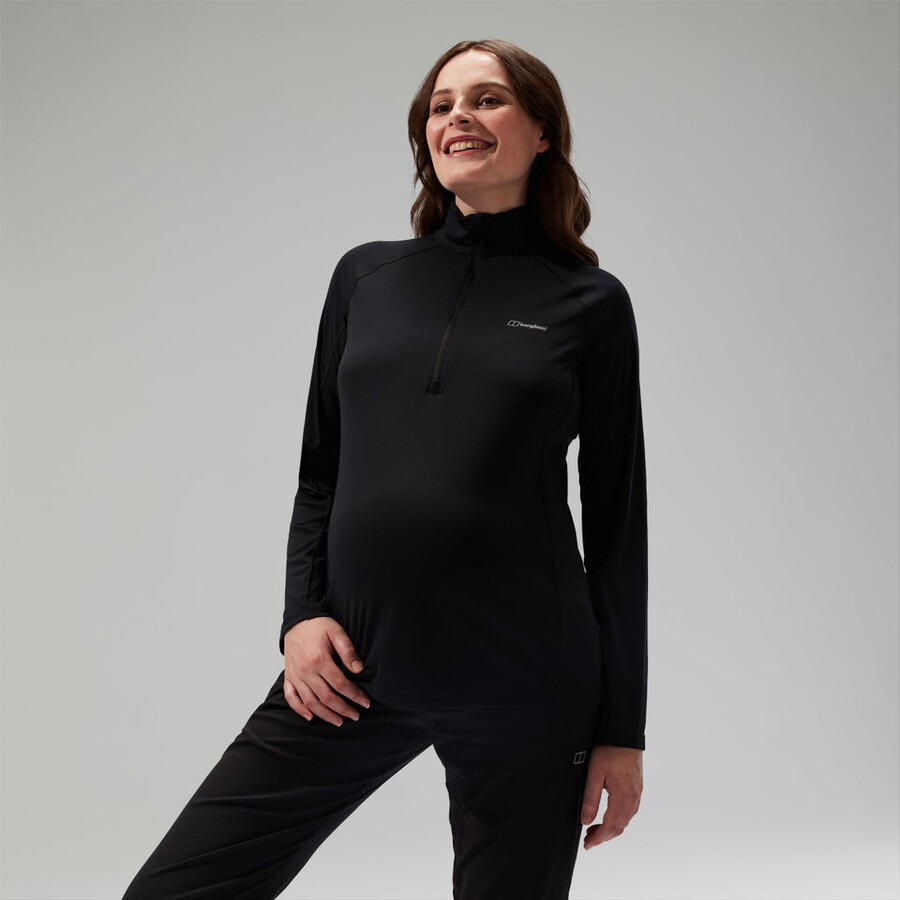donna 247 mezza zip maternità manica lunga tech tee nero berghaus
