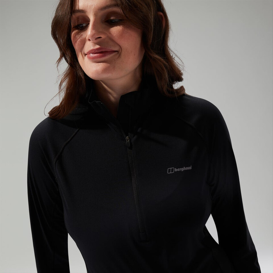 donna 247 mezza zip maternità manica lunga tech tee nero berghaus