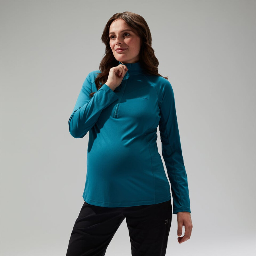 donna 247 mezza zip maternità manica lunga tech tee - turchese berghaus