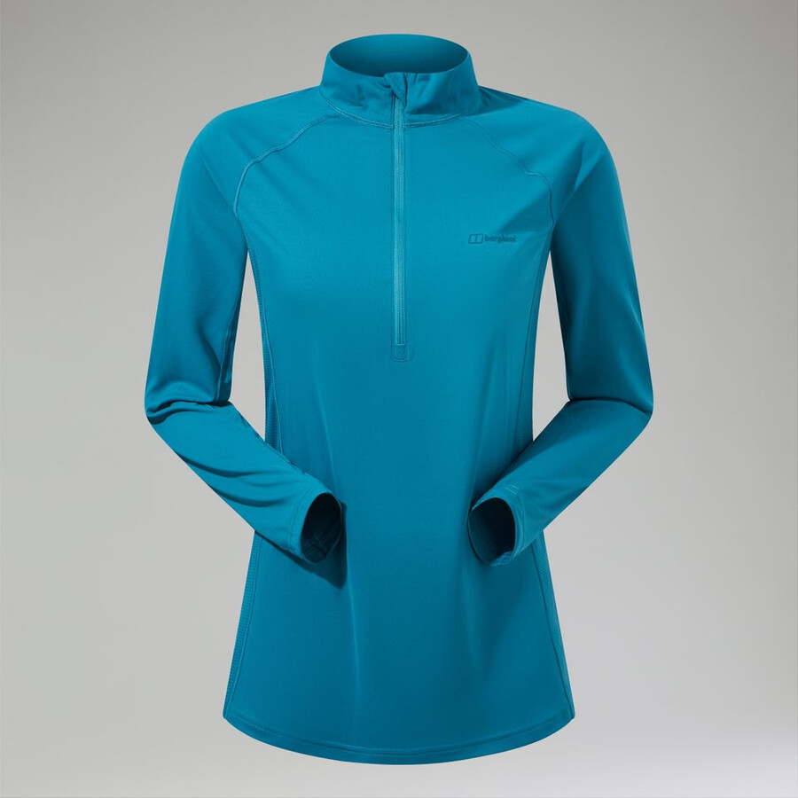 donna 247 mezza zip maternità manica lunga tech tee - turchese berghaus
