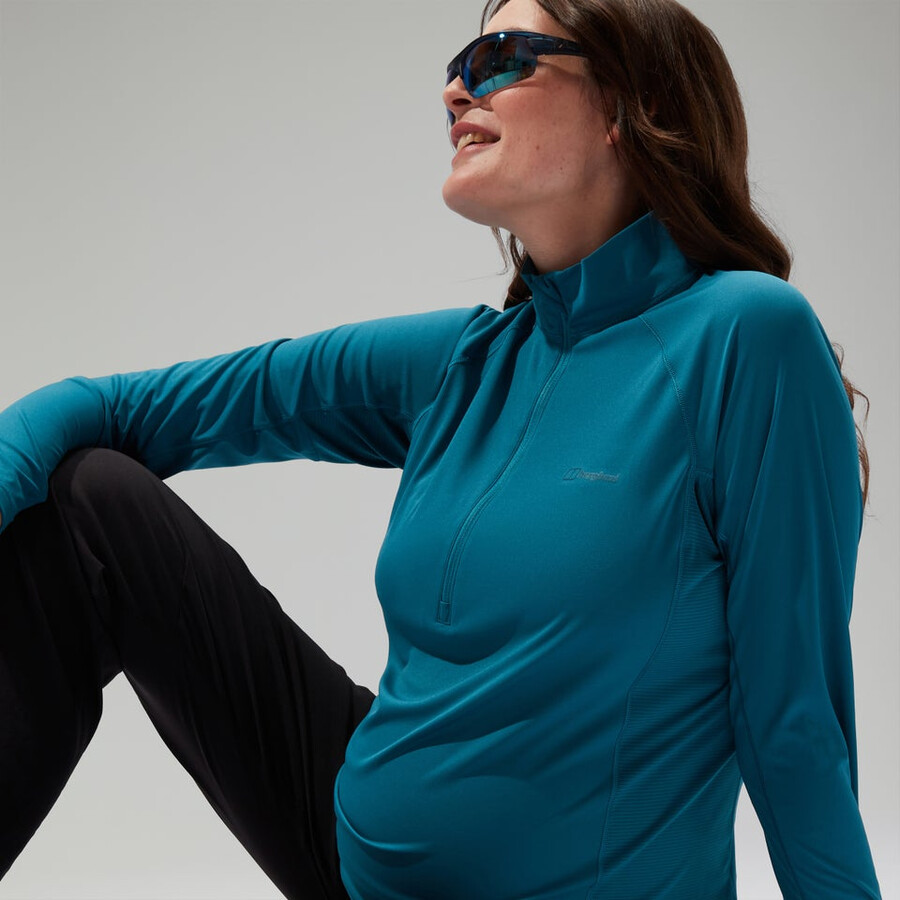 donna 247 mezza zip maternità manica lunga tech tee - turchese berghaus