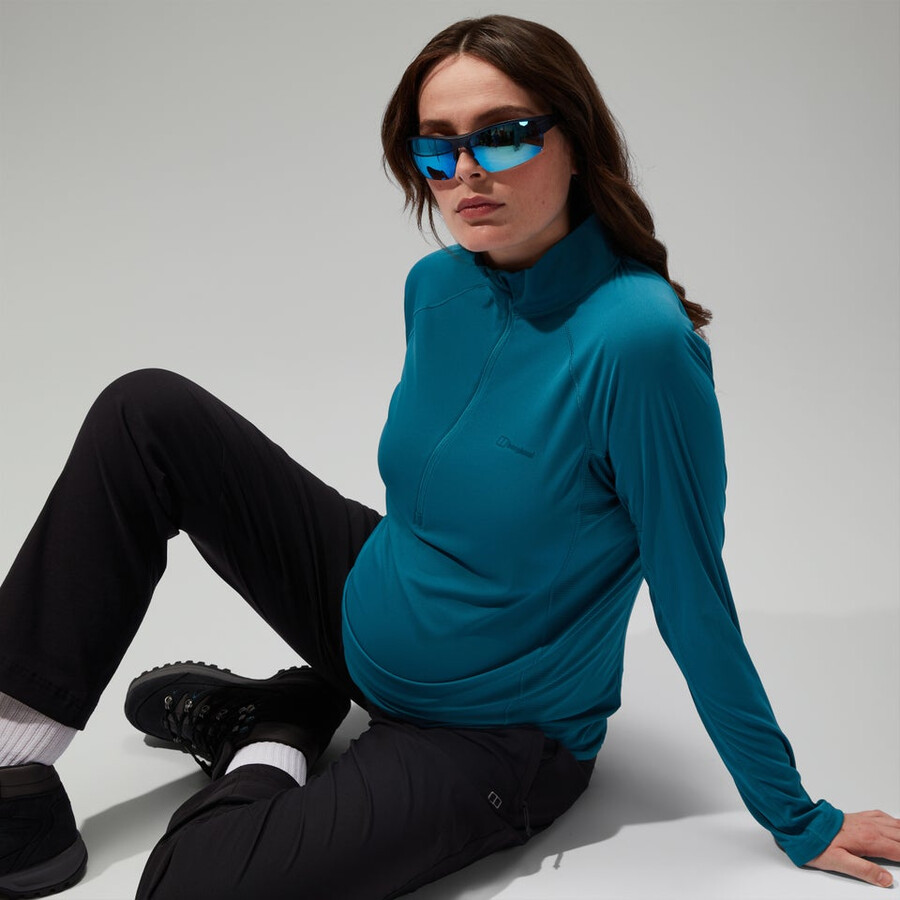 donna 247 mezza zip maternità manica lunga tech tee - turchese berghaus