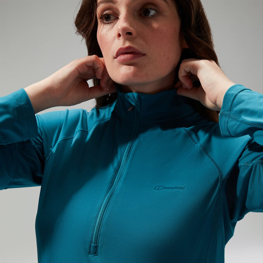 donna 247 mezza zip maternità manica lunga tech tee - turchese berghaus
