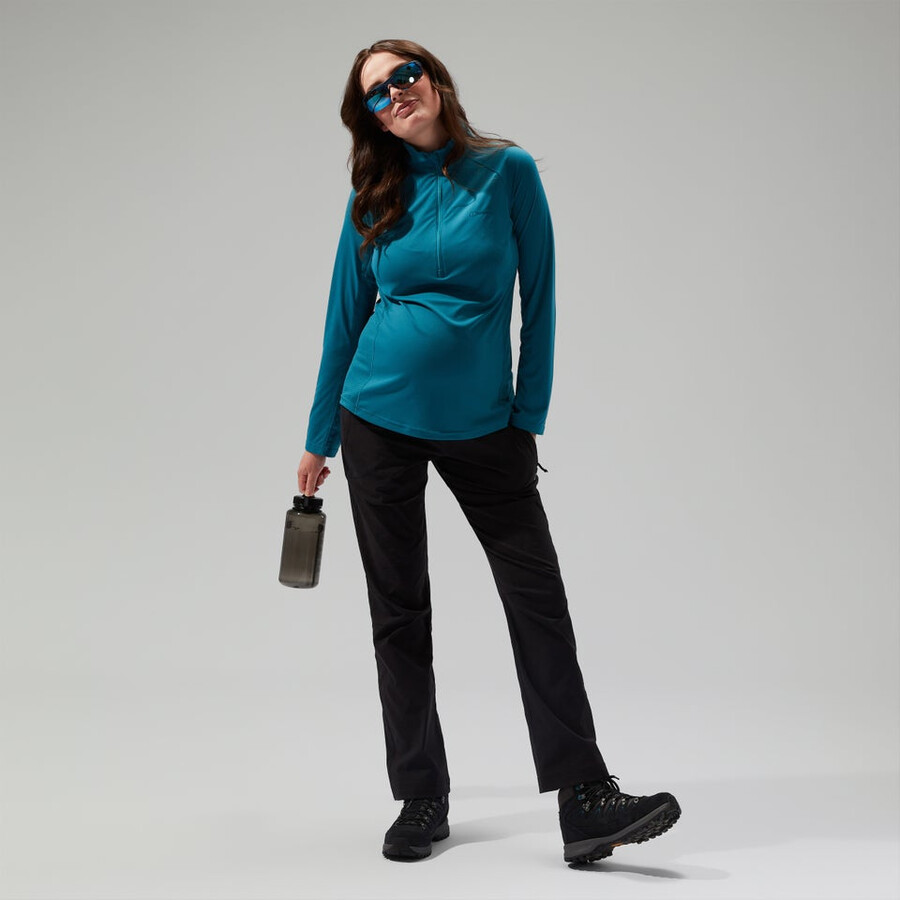 donna 247 mezza zip maternità manica lunga tech tee - turchese berghaus