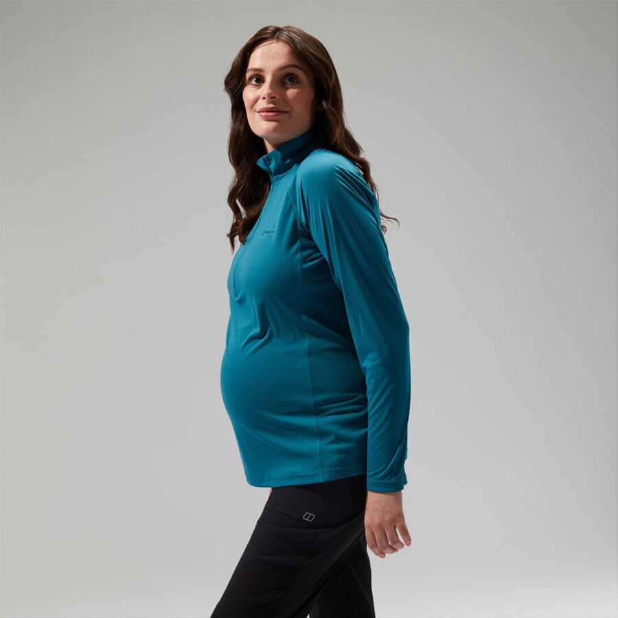 donna 247 mezza zip maternità manica lunga tech tee - turchese berghaus