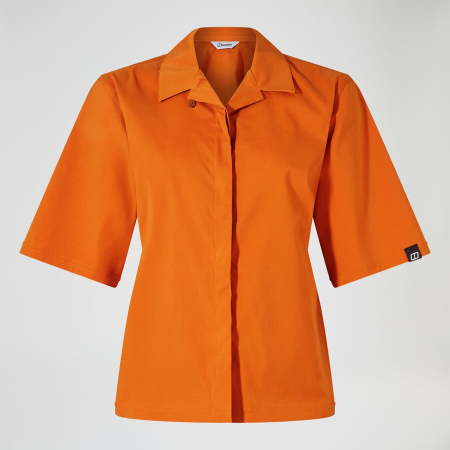 donne explorer manica corta overshirt - arancio berghaus