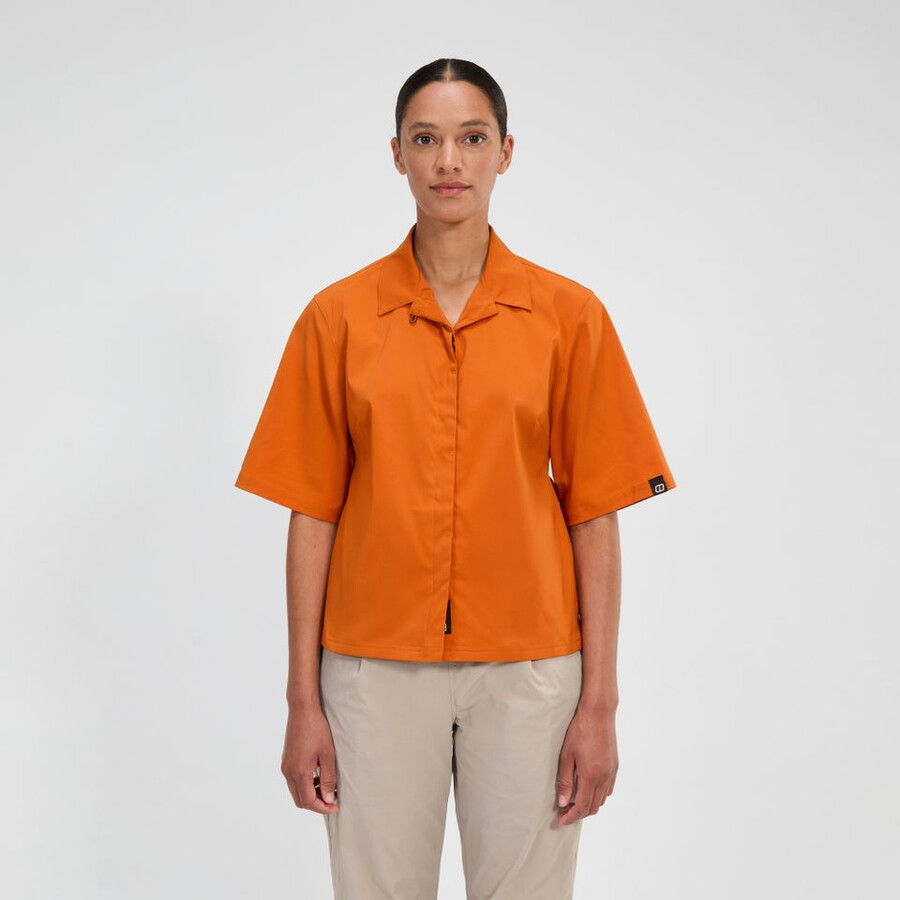 donne explorer manica corta overshirt - arancio berghaus