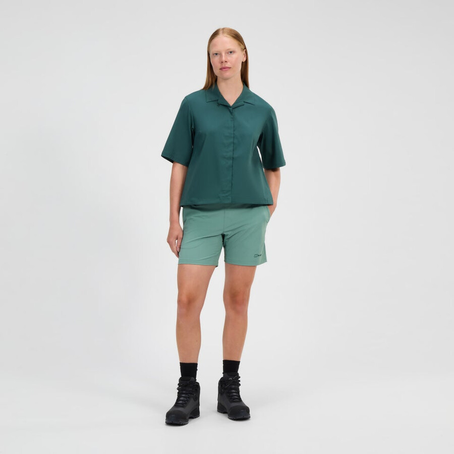 donne explorer manica corta overshirt - verde berghaus