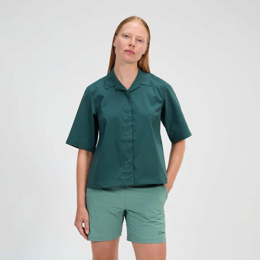 donne explorer manica corta overshirt - verde berghaus