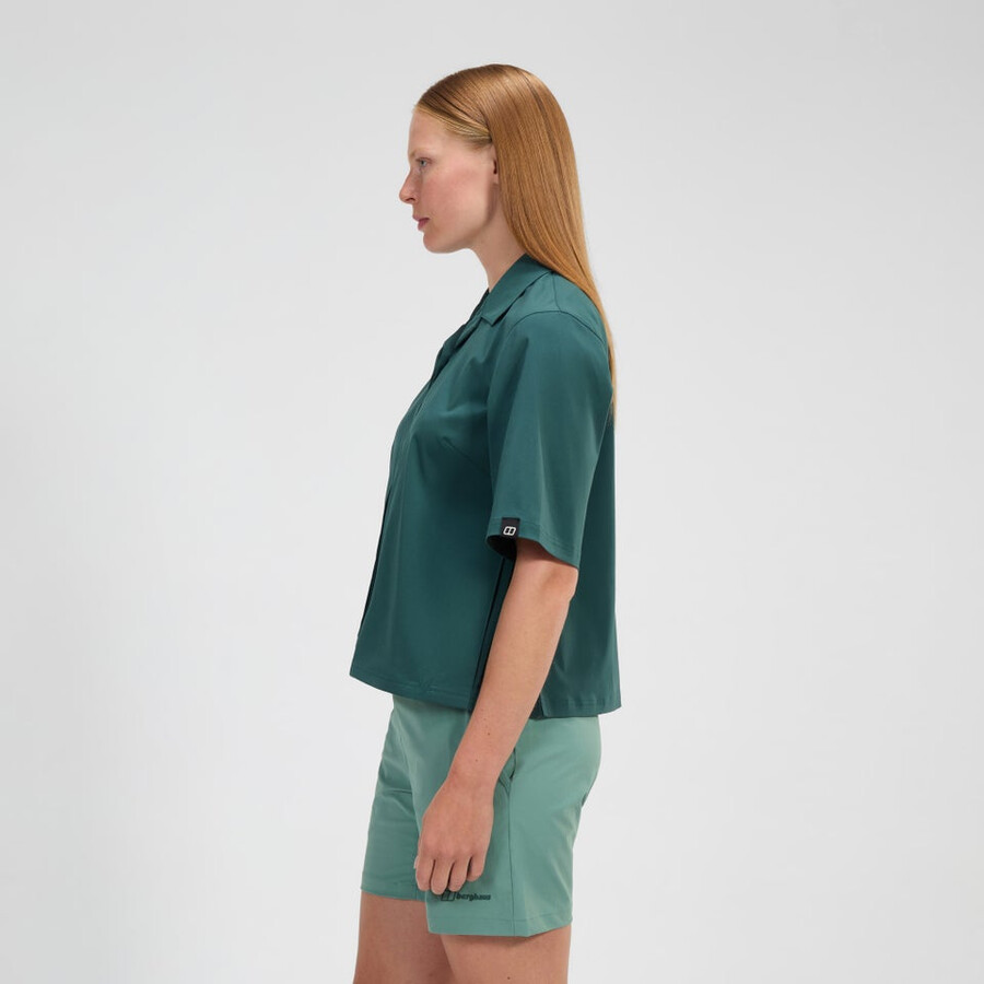 donne explorer manica corta overshirt - verde berghaus