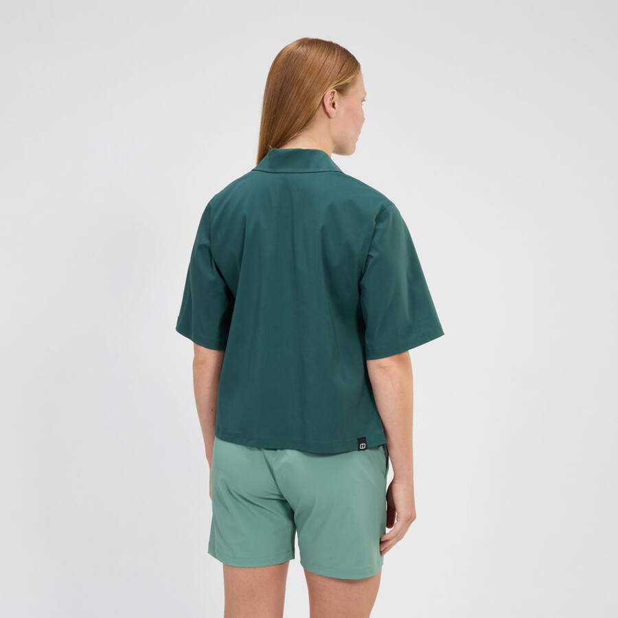 donne explorer manica corta overshirt - verde berghaus