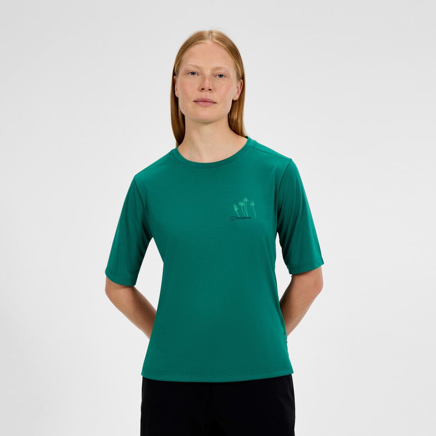 donne echinacea maniche corte tee - verde berghaus