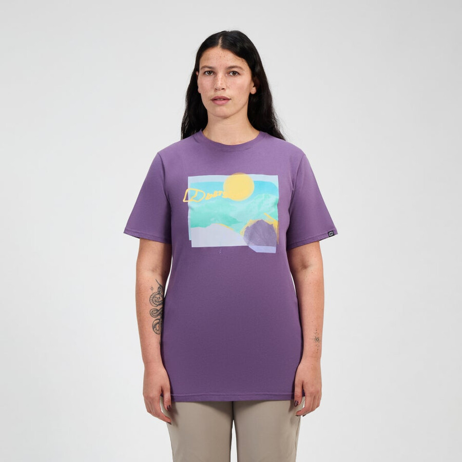 donne collina velato manica corta tee - viola berghaus