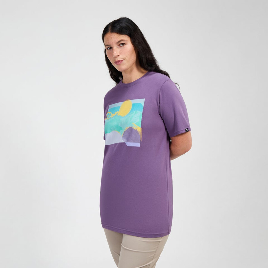 donne collina velato manica corta tee - viola berghaus