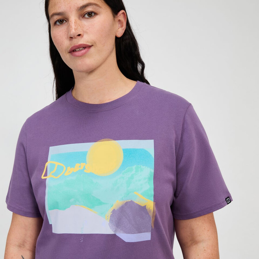 donne collina velato manica corta tee - viola berghaus