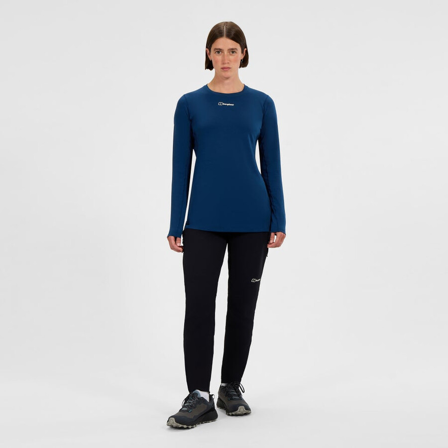 donna delta manica lunga tech tee - blu berghaus